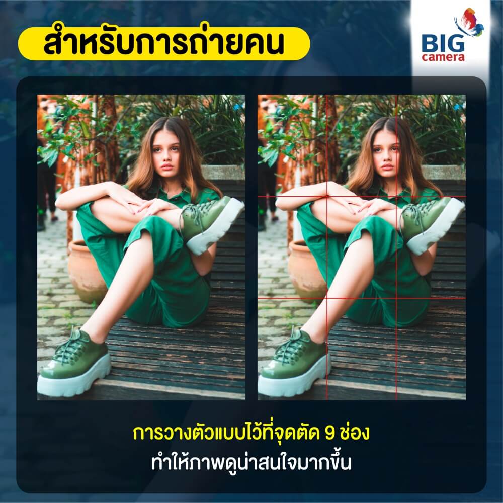 กฎ 3 ส่วน (Rule of thirds) สำหรับถ่ายคน