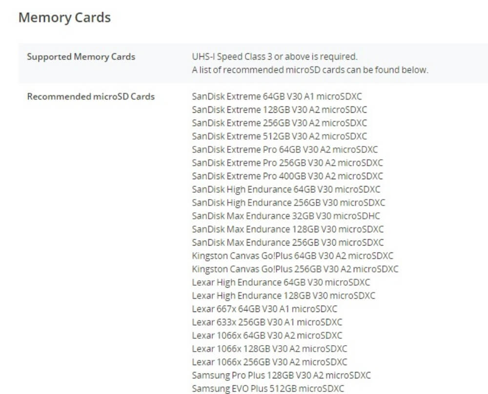 DJI Mini 3 Micro SD Card